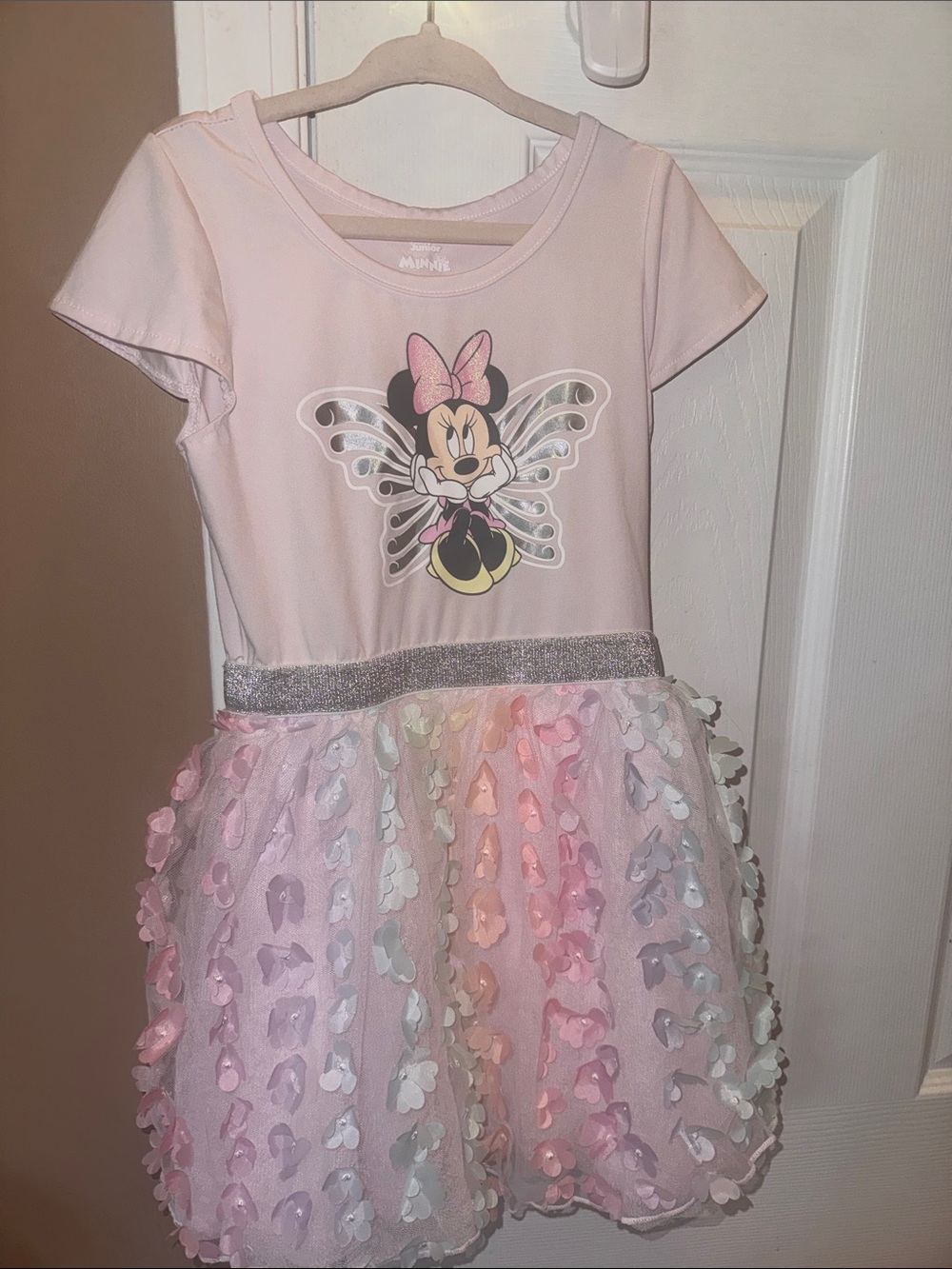Disney Pink Minnie Butterfly Tulle Dress with Glitter Waist
